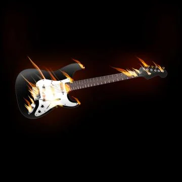 Electric guitar on fire Stock Illustration