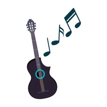 Electric guitar instrument with notes Stock Illustration