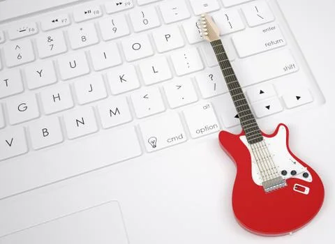 Electric guitar on the keyboard Stock Illustration