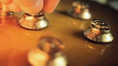 Electric guitar les paul knobs adjustment 스톡 동영상 119420934