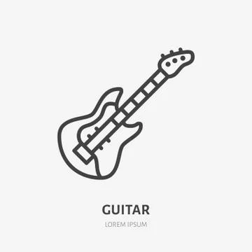 Electric guitar line icon, vector pictogram of string instrument. Musical Illustrazione stock