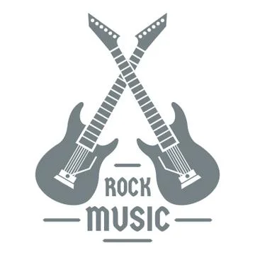 Electric guitar logo, simple gray style Illustrazione stock