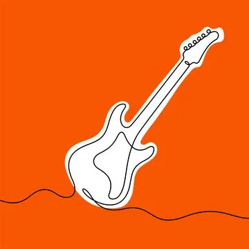 Electric guitar one line vector illustration Stock Illustration
