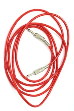 Electric guitar patch cable isolated on white Stock Photos