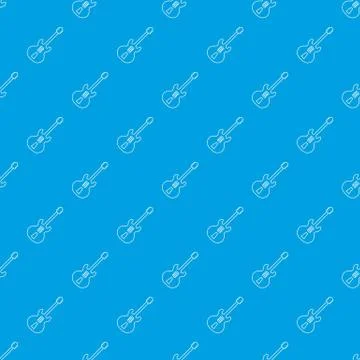 Electric guitar pattern vector seamless blue イラスト素材