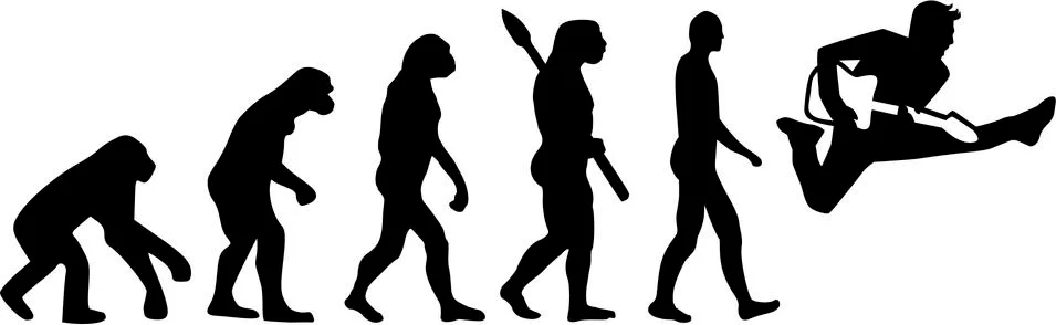 Electric guitar player evolution Stock Illustration