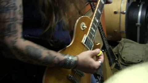 Electric Guitar Player Stock Footage 99840252