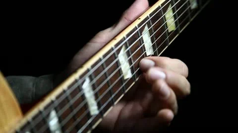 Electric guitar player left hand fast solo licks Stock Footage 21439851
