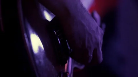 Electric guitar player on a stage. Close up Stock Footage 86634586