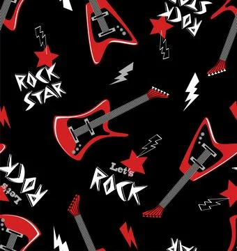 Electric guitar seamless pattern. Vector illustration. Stock Illustration