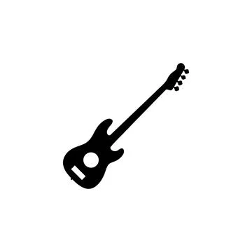 Electric Guitar Solid Flat Vector Icon Isolated on White Background Stock Illustration