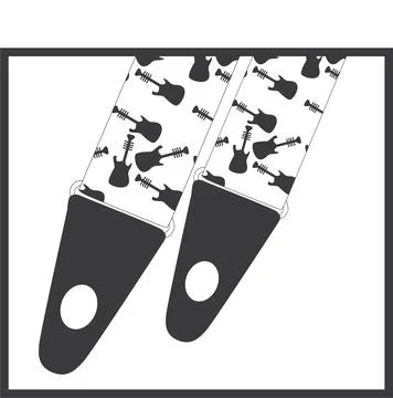 Electric guitar strap. Black vector symbol  Shot on white background. Stock Illustration