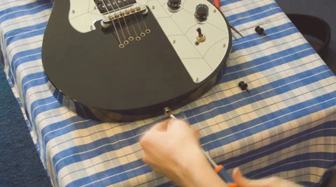 Electric Guitar Strap Change Stock Footage 67977845