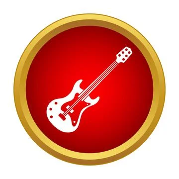 Electric guitar string instrument icon in red circle Stock Illustration