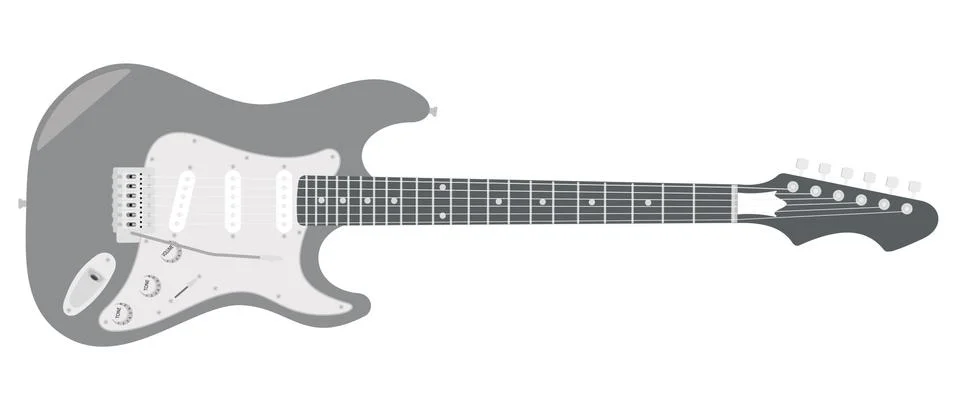 An electric guitar with strings. Stock Illustration