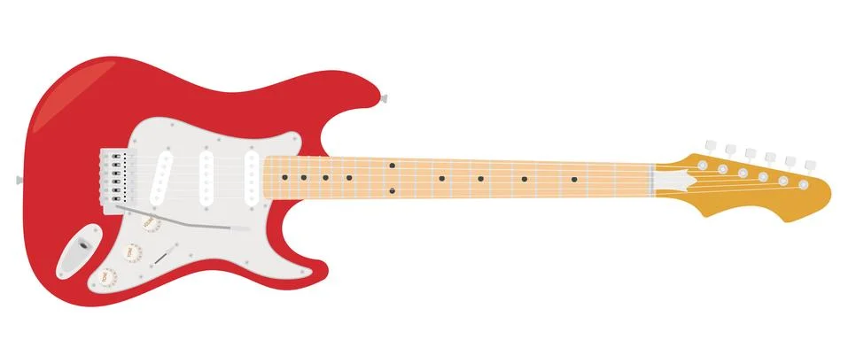 An electric guitar with strings. 스톡 일러스트