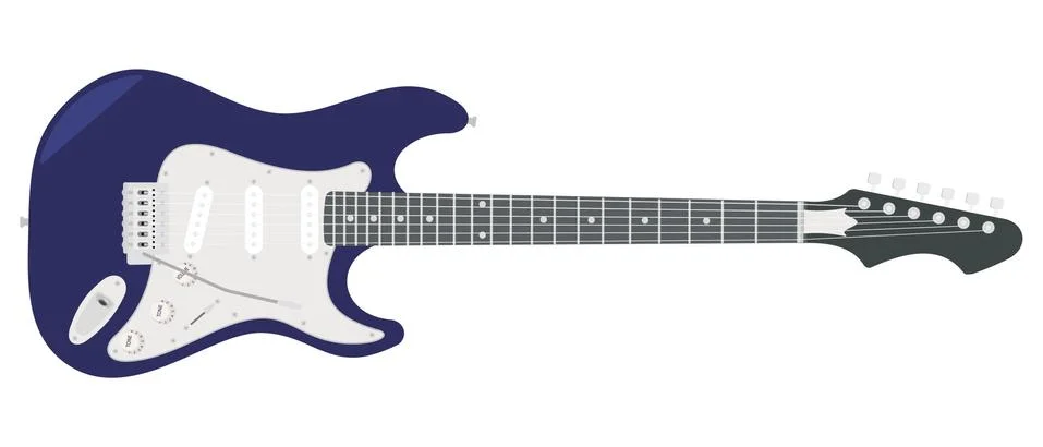 An electric guitar with strings. 库存插图