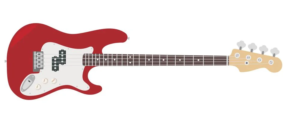 An electric guitar with strings. 库存插图