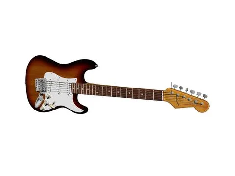 Electric guitar with strings for making music 스톡 일러스트