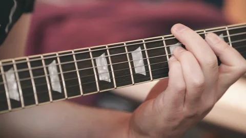 Electric Guitar Strumming Close Up Stock Footage 89511769