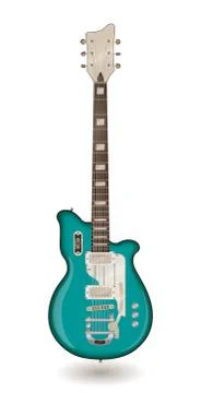 Electric guitar on a white background. Vector illustration in vintage style. Stock Illustration