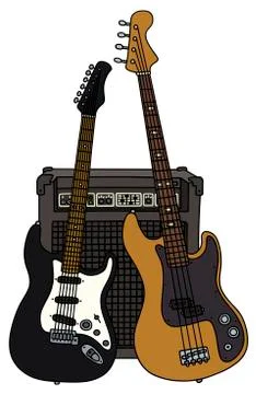 Electric guitars and the combo Stock Illustration