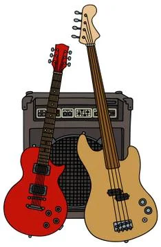 Electric guitars and the combo Stock Illustration