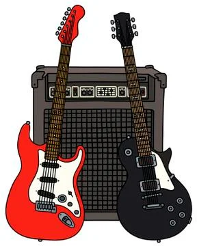 Electric guitars and the combo Stock Illustration