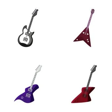 Electric guitars set playing rock music instruments Stock Illustration