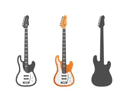 Electric guitars vector icons set. Guitar isolated icons vector illustration Stock Illustration