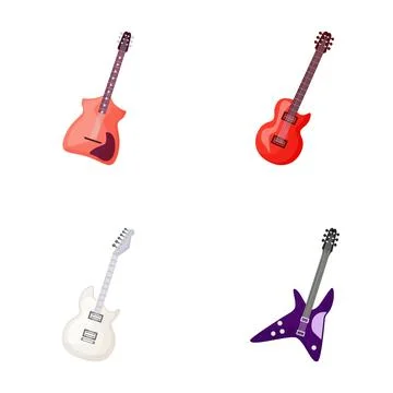Electric guitars vector illustration set playing music instruments 스톡 일러스트