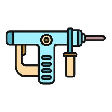Electric hammer drill power tool building construction icon Stock Illustration