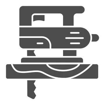 Electric hand jigsaw solid icon, house repair concept, machine saw sign on white Stock Illustration