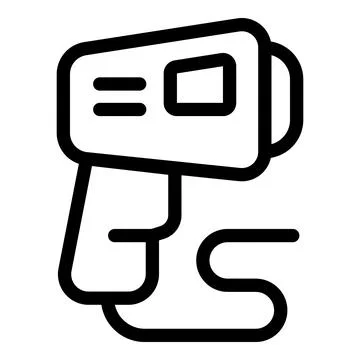 Electric handheld barcode scanner reading retail product code Stock Illustration