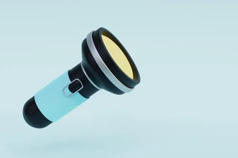 Electric handheld flashlight with button. 3d illustration Stock Illustration
