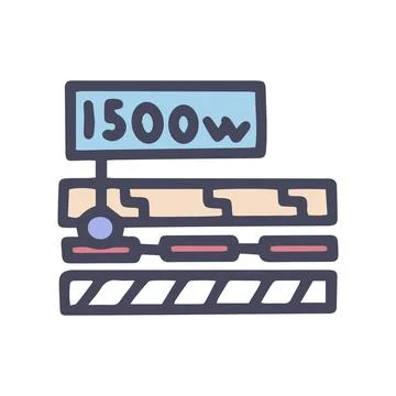 Electric heated floor power efficiency color vector doodle simple icon Ilustración de archivo