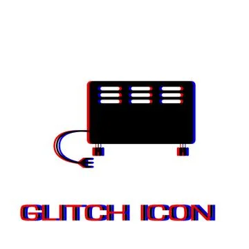 Electric heater icon flat. Stock Illustration