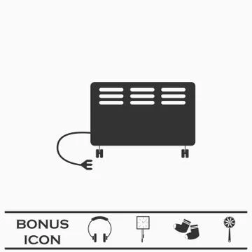 Electric heater icon flat. Stock Illustration