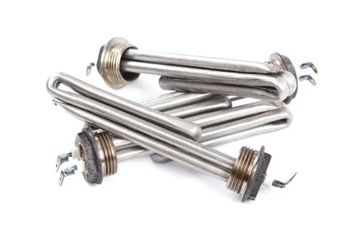 Electric heating elements on white background. Stock Photos
