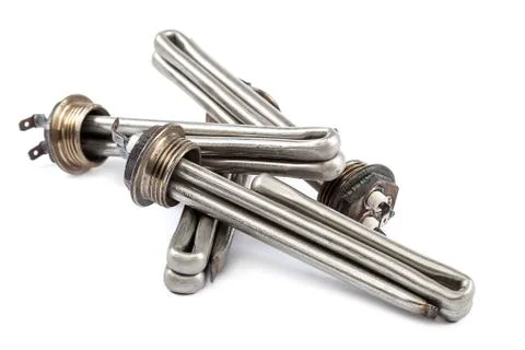 Electric heating elements on white background. Stock Photos