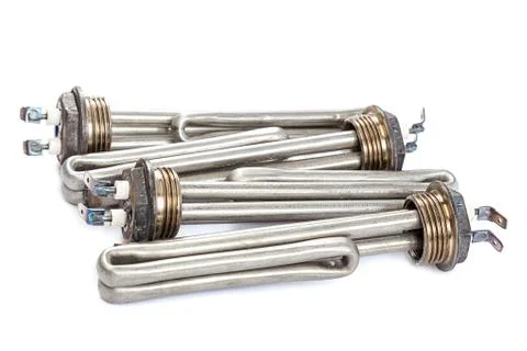 Electric heating elements on white background. Stock Photos