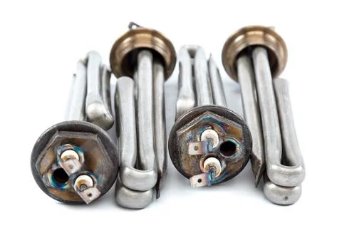 Electric heating elements on white background. Stock Photos