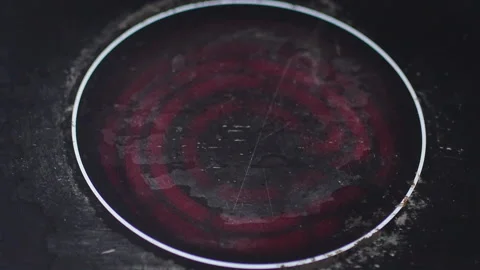 Electric Heating Hob Element Surface Burning Red Video stock 148693588