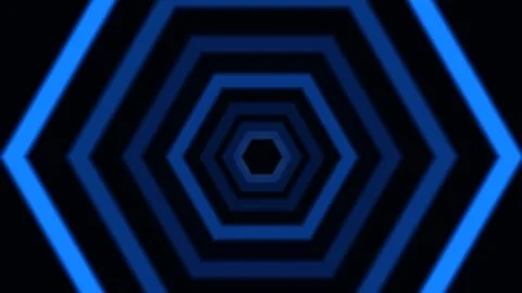 Electric Hexagon Tunnel Background with Dynamic Lighting Effects Stock Footage 343387687