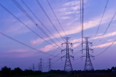 Electric high voltage power post Stock Photos