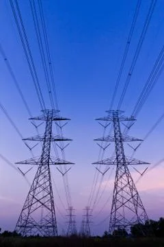 Electric high voltage power post Stock Photos