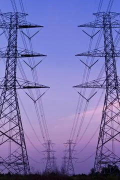 Electric high voltage power post Stock Photos