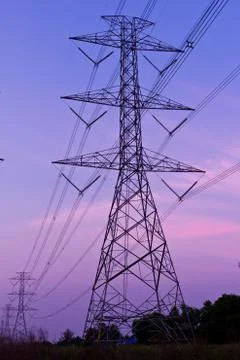 Electric high voltage power post Stock Photos