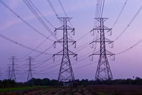 Electric high voltage power post Stock Photos