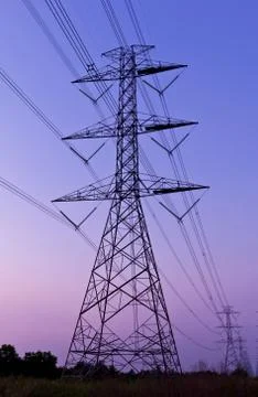 Electric high voltage power post Stock Photos